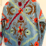 Velvet Embroidered Jacket – Denim Blue Floral
