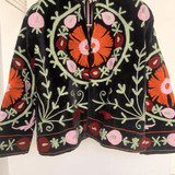 Velvet Embroidered Jacket – Black Suzani