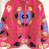 Velvet Embroidered Jacket – Pink Suzani