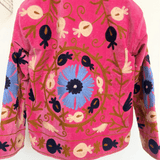 Velvet Embroidered Jacket – Pink Suzani