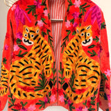Velvet Embroidered Jacket – Orange Tiger