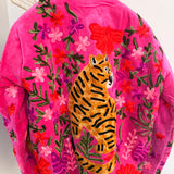 Velvet Embroidered Jacket – Pink Tiger