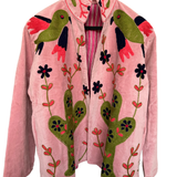 Velvet Embroidered Jacket – Pink Tota