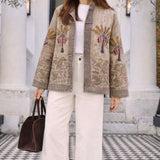 Grey Palm Block print Jacket