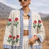 Red Marigold Block print Jacket