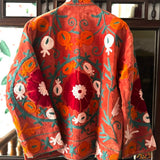 Velvet Embroidered Jacket –  Orange Garden