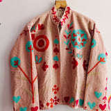 Velvet Embroidered Jacket – Peach Blossom